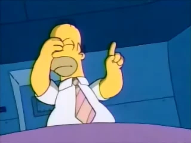 Homer before pressing a button in "The Simpsons."