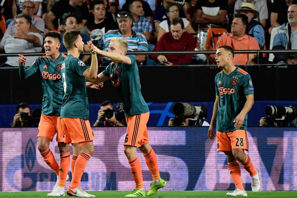 Crowd trouble marred Ajax's 3-0 win over Valencia at the Mestalla  Photo: AFP