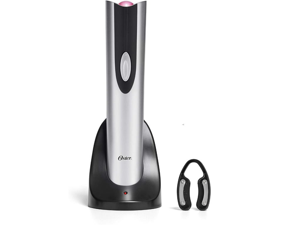 <p><a href="https://www.amazon.com/Oster-Cordless-Electric-Bottle-Opener/dp/B003YFI0O6/ref=sr_1_3?crid=1EZFR4A2EZF95&keywords=electric+wine+opener&qid=1658158573&sprefix=electric+wine%2Caps%2C91&sr=8-3&tag=syn-yahoo-20&ascsubtag=%5Bartid%7C10049.g.40617080%5Bsrc%7Cyahoo-us" rel="nofollow noopener" target="_blank" data-ylk="slk:Shop Now;elm:context_link;itc:0;sec:content-canvas" class="link ">Shop Now</a></p><p>Oster Electric Wine Opener</p><p>$21.24</p><p>Amazon</p><span class="copyright">Amazon</span>