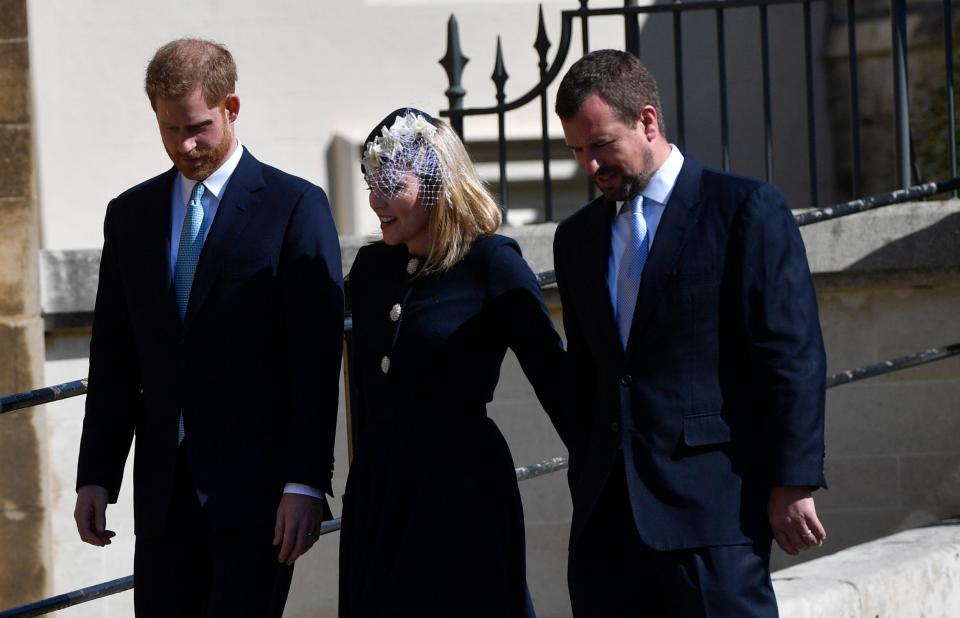 Prince Harry, Duke of Sussex, Autumn Phillips, and Peter Phillips (EPA)