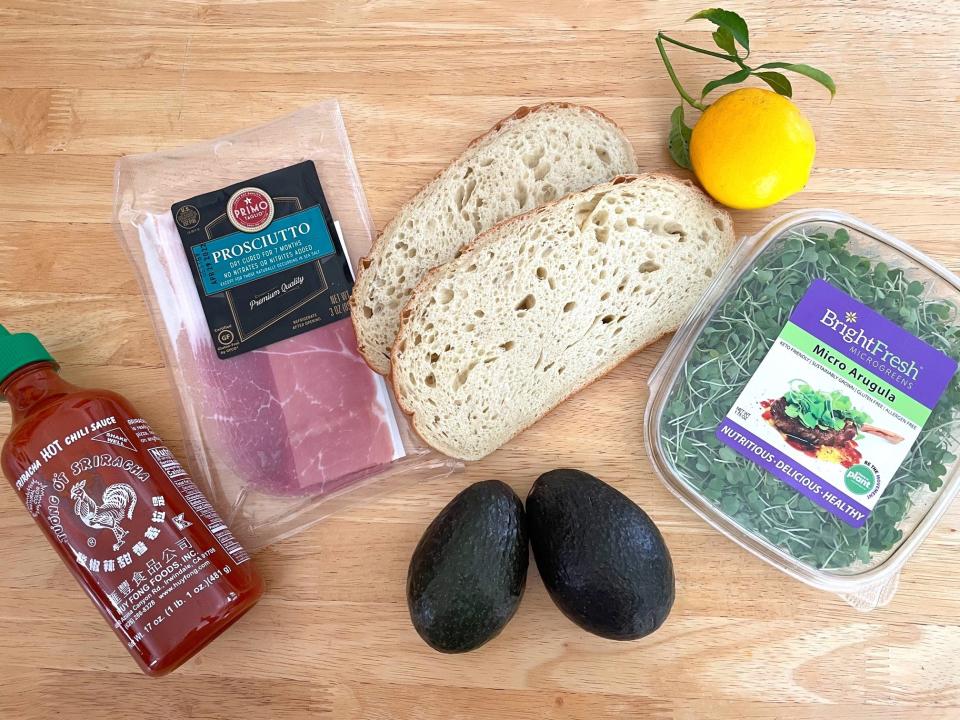 Ina Garten's avocado tartine ingredients
