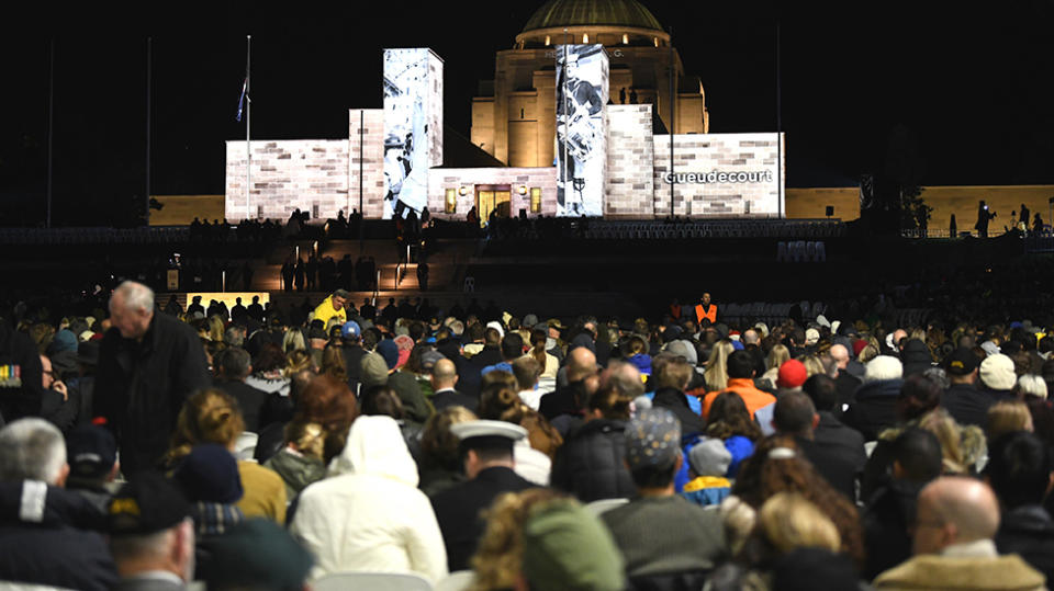Crowds are seen ahead of the dawn service at the National War Memorial in Canberra on Wednesday morning. Source: AAP