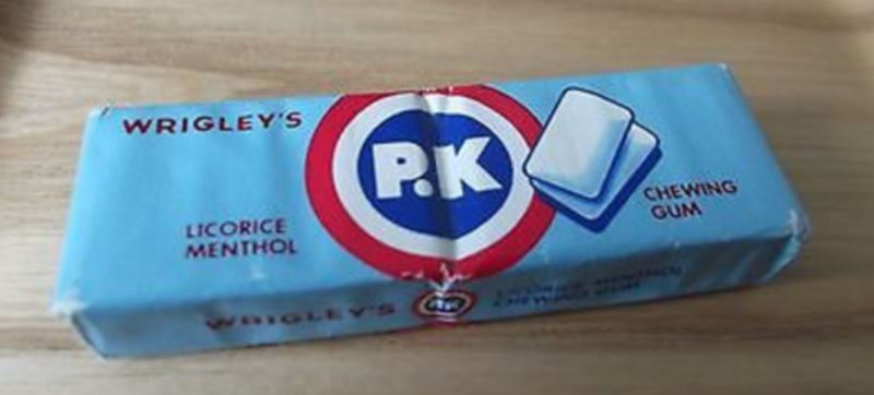 PK chewing gum no longer haunts our shelves. Came in liquorice flavour. Enough said.