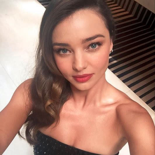 Supermodel Miranda Kerr is certainly no stranger to the humble selfie – and she thinks it’s all about the correct angle. “I always take photos looking up at the camera,” says Kerr. “It softens your features and is the best angle for the light.”