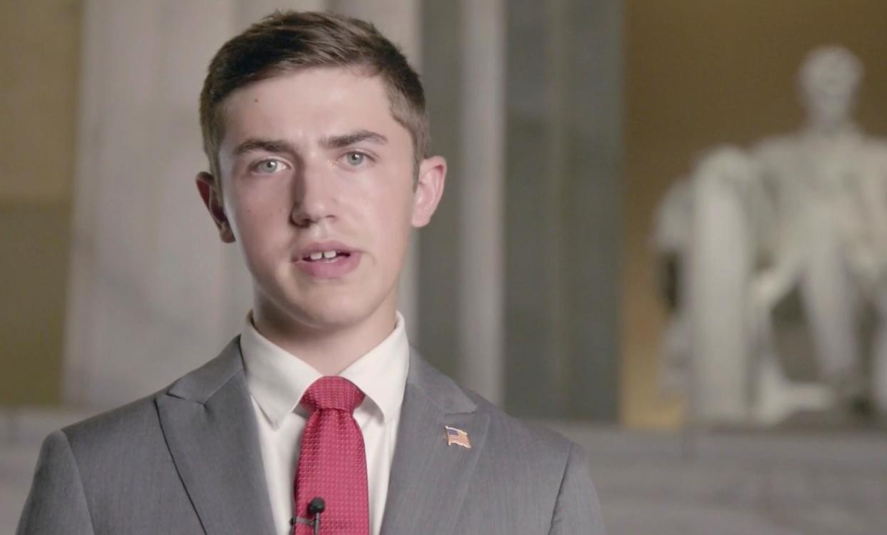 Nick Sandmann speaks at the virtual Republican National Convention in August 2020.