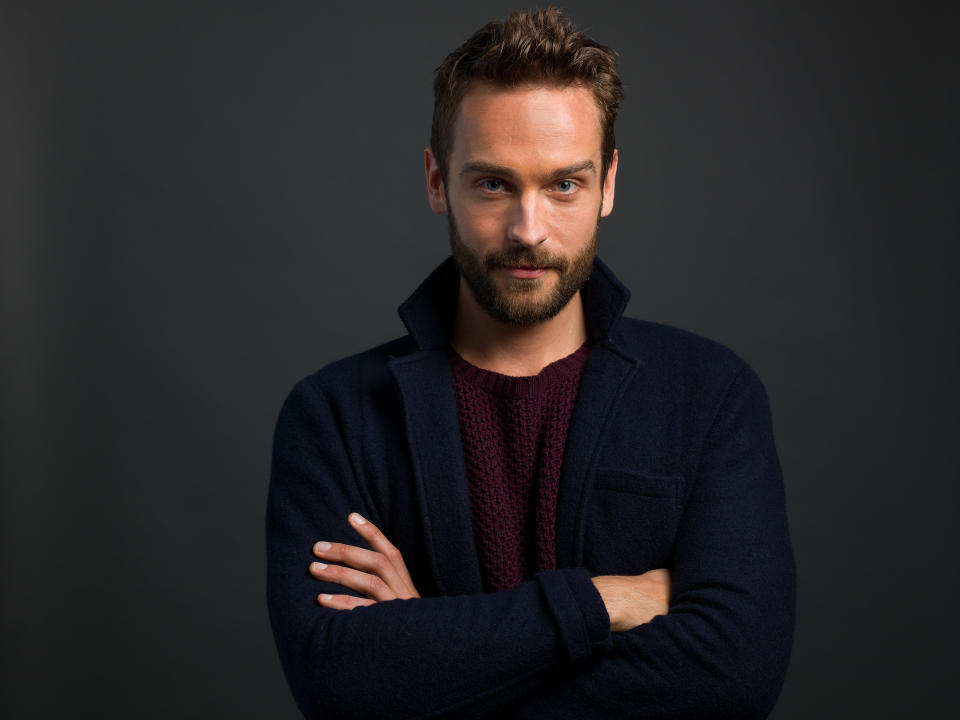 In this Monday, Jan. 13, 2014 photo, English actor and star of the FOX network series "Sleepy Hollow," Tom Mison poses for a portrait, in New York. (Photo by Scott Gries/Invision/AP))