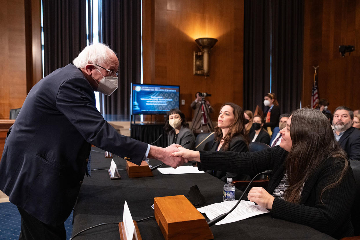 Bernie Sanders; Nicole Heim; COVID Senate Hearing Drew Angerer/Getty Images