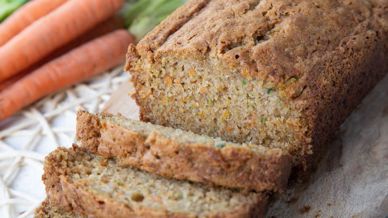 sliced carrot cake loaf