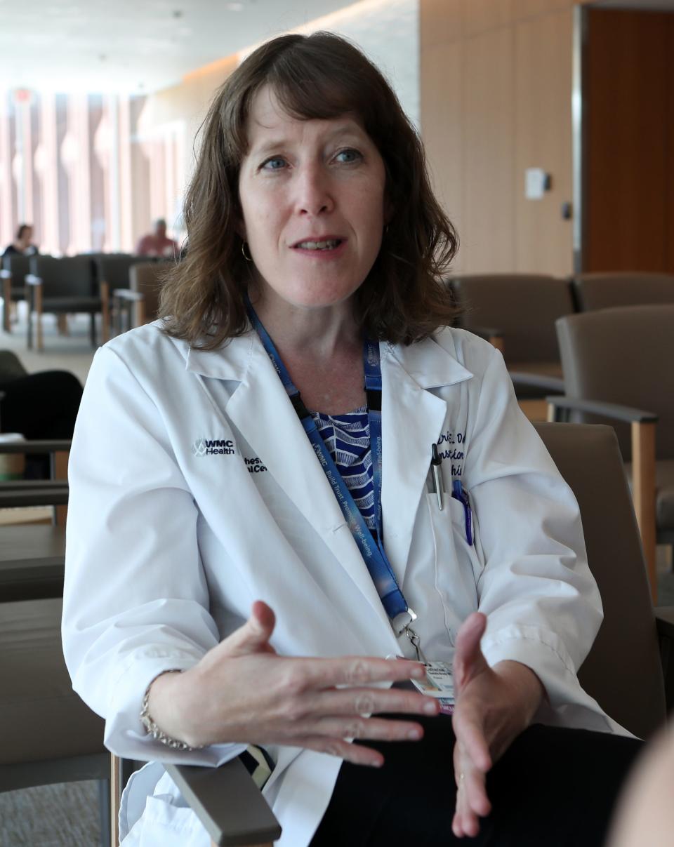 Dr. Catherine Daniels, a psychiatrist at Westchester Medical Center who specializes in women's health, talks about postpartum depression while at Westchester Medical Center in Valhalla Aug. 9, 2023.