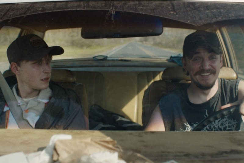 Benson (Kyle Gallner, R) drives Randy (Johnny Berchtold) in "The Passenger." Photo courtesy of Paramount Home Entertainment and MGM+