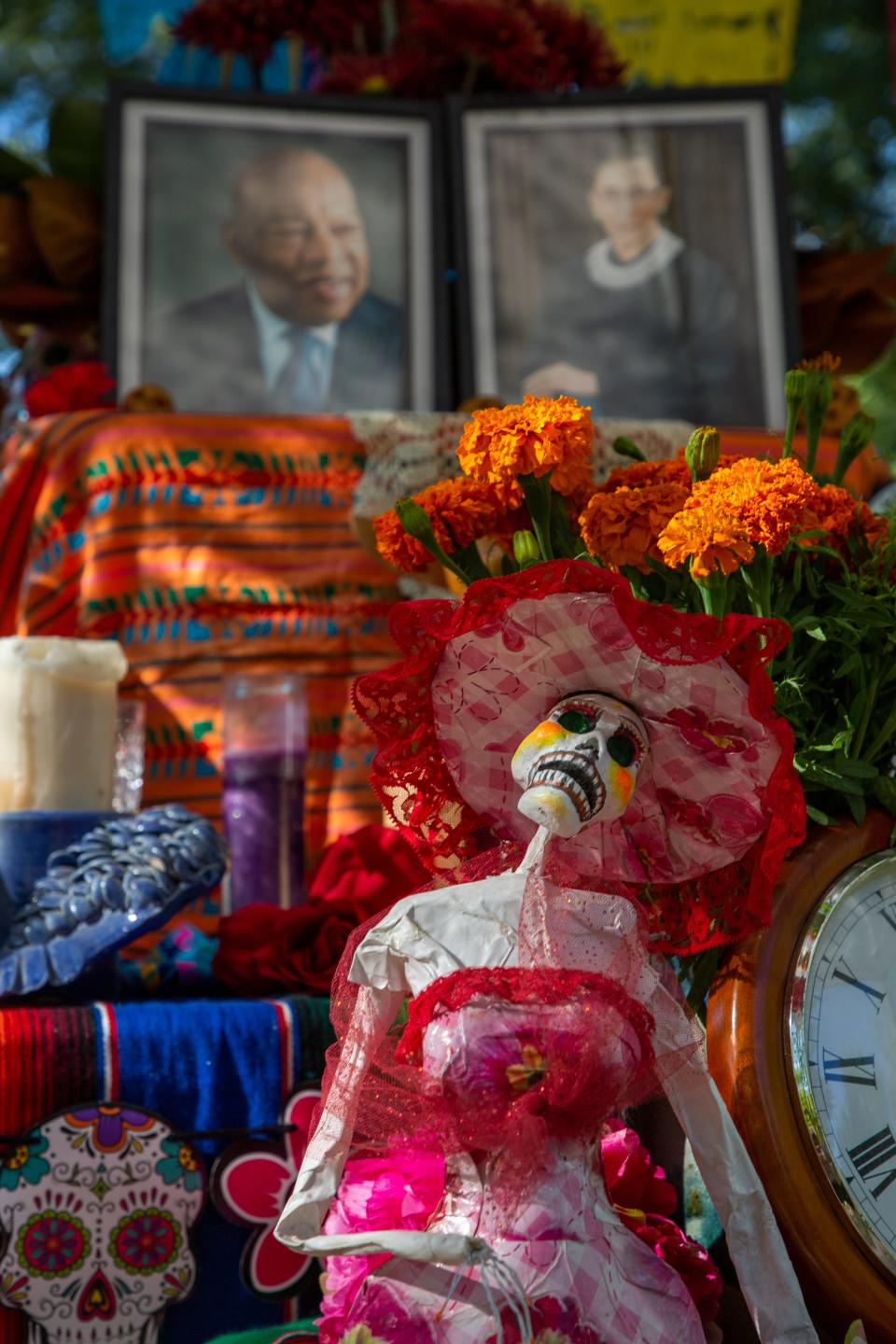 An altar for the late Justice Ruth Bader Ginsburg and civil rights leader, John Robert Lewis is photographed at the Sunnylands Center & Gardens on October 29, 2020. 