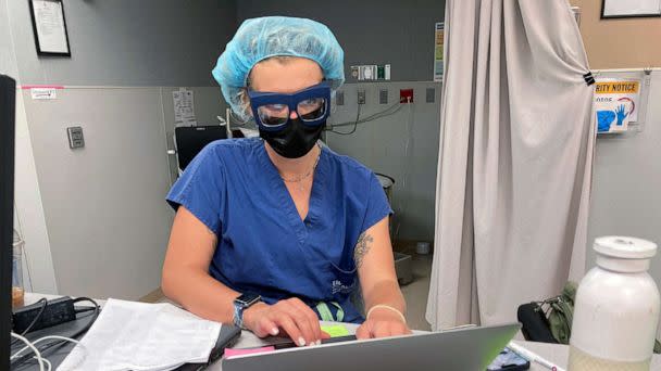 PHOTO: A doctor updates files between performing abortions at the Trust Women clinic in Wichita, Kan., on June 24, 2022. (Roxana Hegeman/AP)