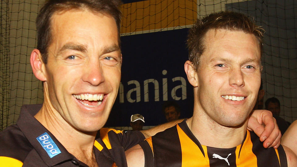 Alastair Clarkson and Sam Mitchell won multiple premierships together as coach and player. (Photo by Quinn Rooney/Getty Images)