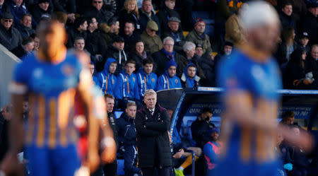 Soccer Football - FA Cup Third Round - Shrewsbury Town vs West Ham United - Montgomery Waters, Shrewsbury, Britain - January 7, 2018 West Ham United manager David Moyes looks on REUTERS/Andrew Yates