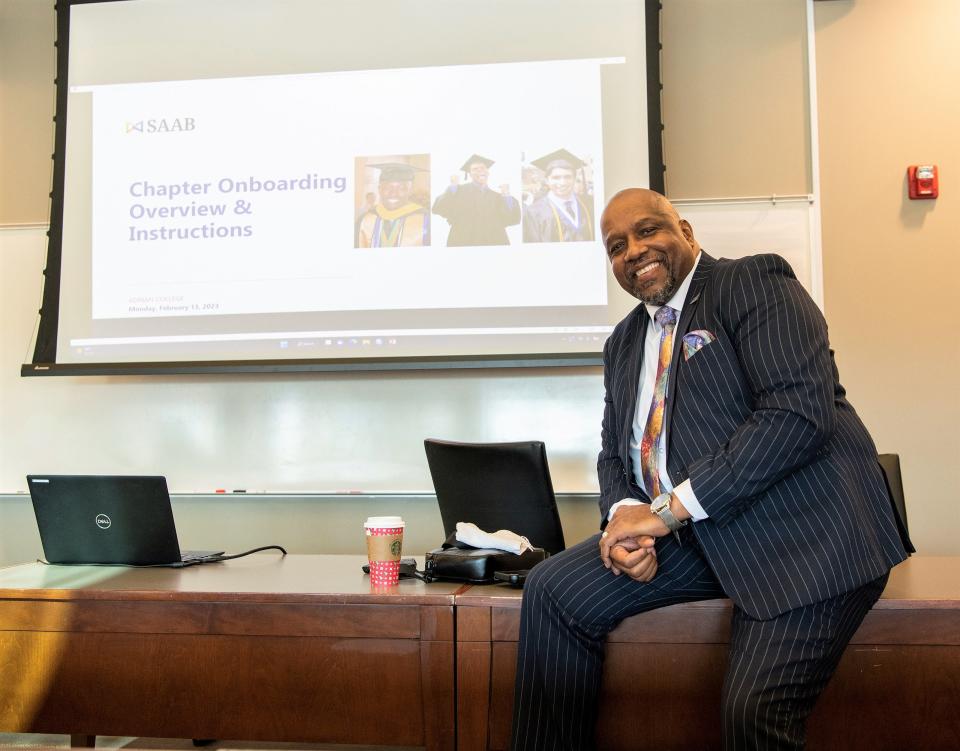 Tyrone Bledsoe, founder and CEO of SAAB, returned to the Adrian College campus during the week of Feb. 13 to help students create a new campus chapter of the Brother to Brother organization.
