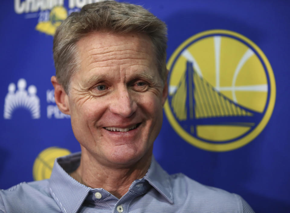 Golden State Warriors coach Steve Kerr addresses post-NBA Finals David West comment Monday.