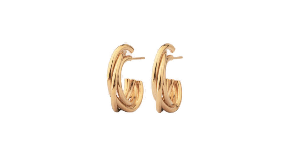 Encounter 14ct yellow gold plated silver earrings