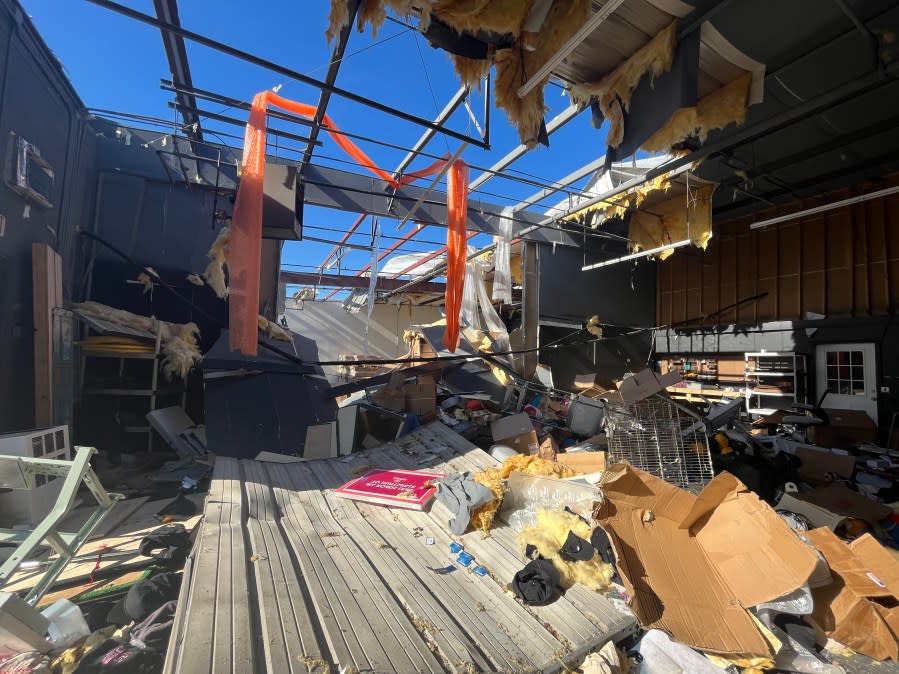 The Dec. 9 tornadoes tore the rook off about three-quarters of the building where N.B. Goods inventory was stored. (Photo: WKRN)
