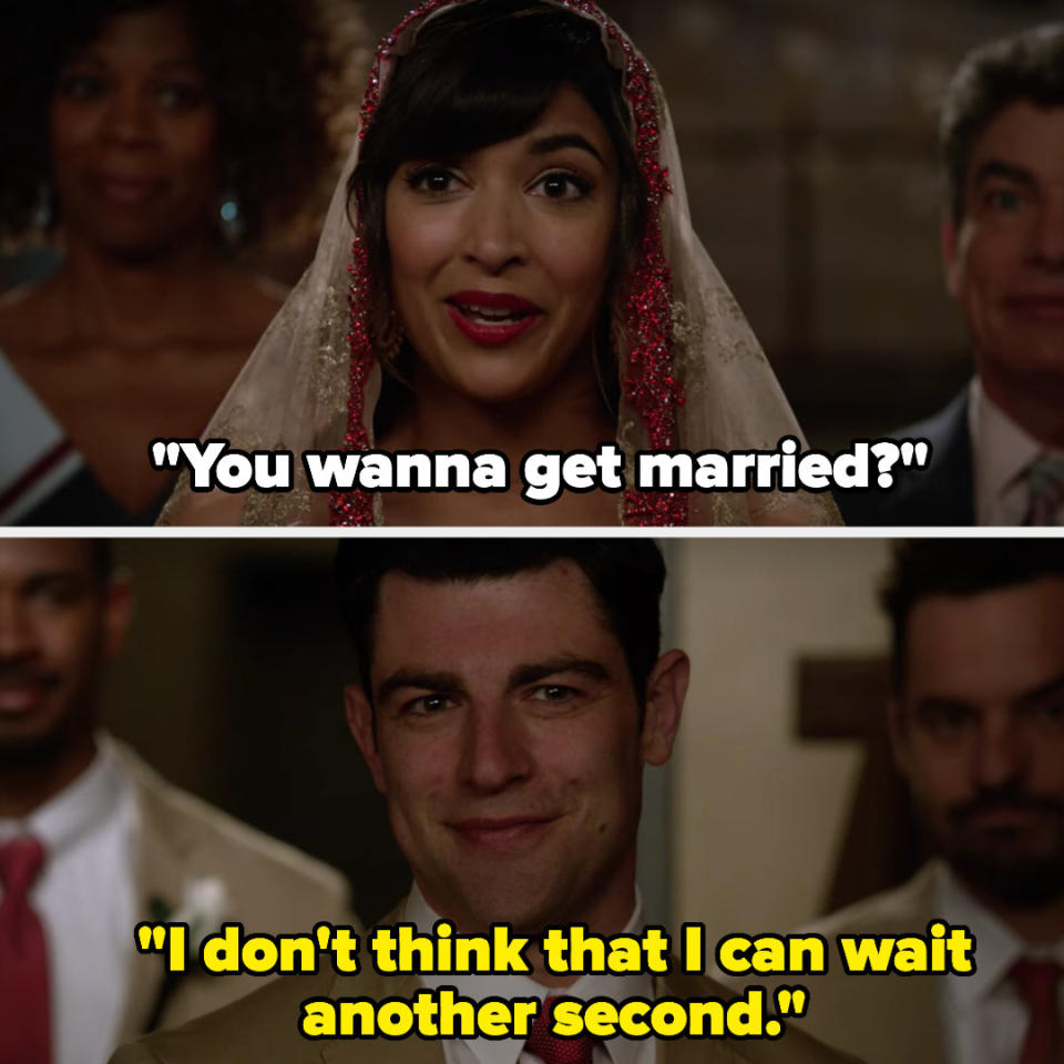 Cece asks if Schmidt wants to get married, and he replies "I don't think that I can wait another second"