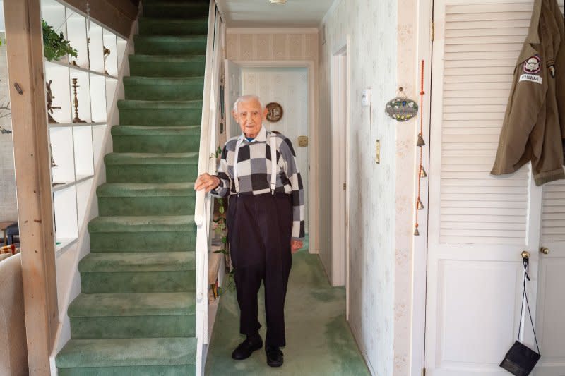 David Wisnia, an Auschwitz survivor who became an 101st Airborne trooper, at his home in Levittown, Pa. on Nov. 2, 2019. Two former lovers in Auschwitz were reunited 72 years later and he had one question: Was she the reason he was alive today? <span class="copyright">Danna Singer—The New York Times/Redux</span>