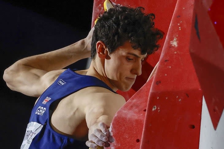 <span class="article__caption"> British Hamish McArthur competes in men’s final in the 2021 IFSC Climbing World Championships in Moscow, Russia on September 21, 2021. McArthur won the bronze medal and is a 2022 World Cup contender. </span> (Photo: Sefa Karacan/Anadolu Agency via Getty Images)