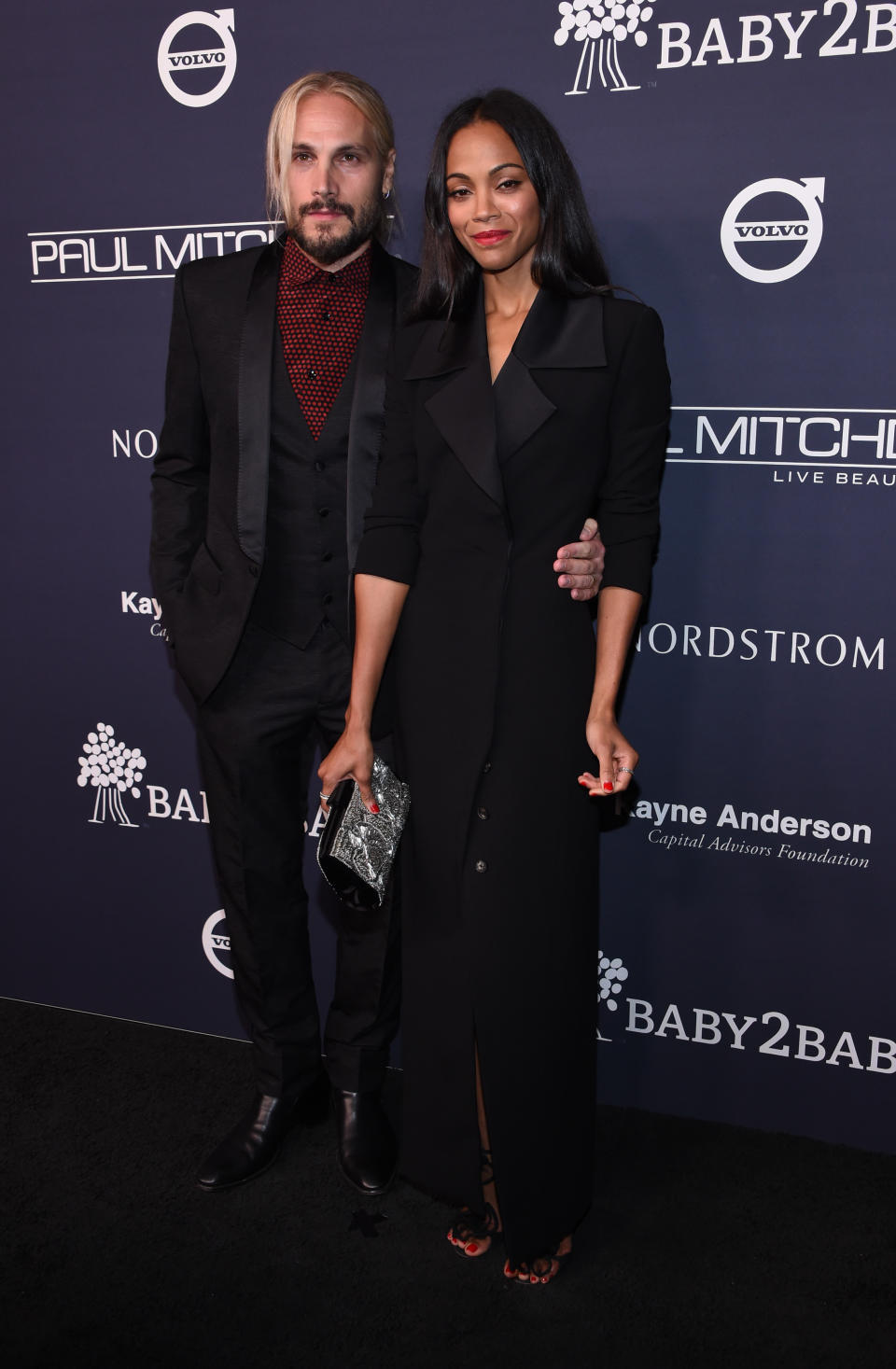 Marco Perego and Zoe Saldana at the Baby2Baby gala