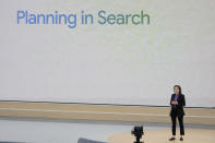 Liz Reid, Google head of Search, speaks at a Google I/O event in Mountain View, Calif., Tuesday, May 14, 2024. (AP Photo/Jeff Chiu)