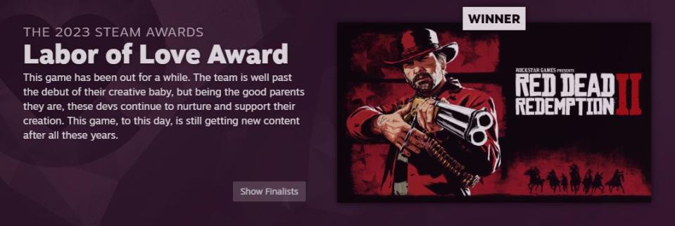 Aunque su último parche llegó hace mucho tiempo, RDR2 ganó un premio