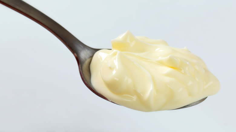 mayonnaise on spoon