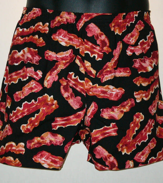 These boxers are the perfect way to seduce a fellow bacon lover.   <a href="http://www.etsy.com/listing/99370542/bacon-cotton-boxers?ref=sr_gallery_18&ga_search_query=bacon&ga_view_type=gallery&ga_ship_to=US&ga_search_type=all">Etsy</a>, <strong>$18</strong>