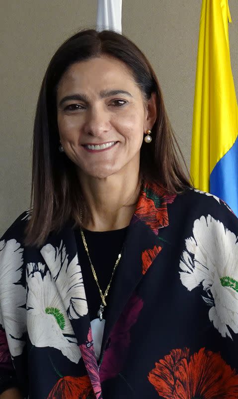 Colombian Minister of Transport Angela Maria Orozco poses for a photo before an interview with Reuters in Bogota