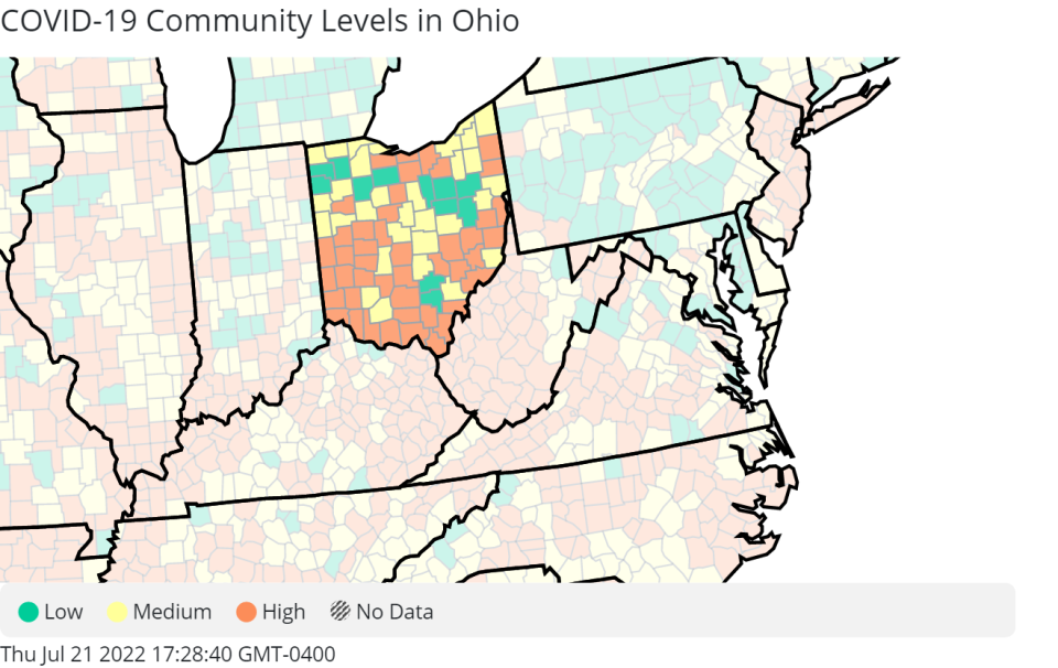 Franklin County, as well as Marion, Pickaway and Union counties, have been upgraded to high risk COVID-19 community levels by the Centers for Disease Control and Prevention.