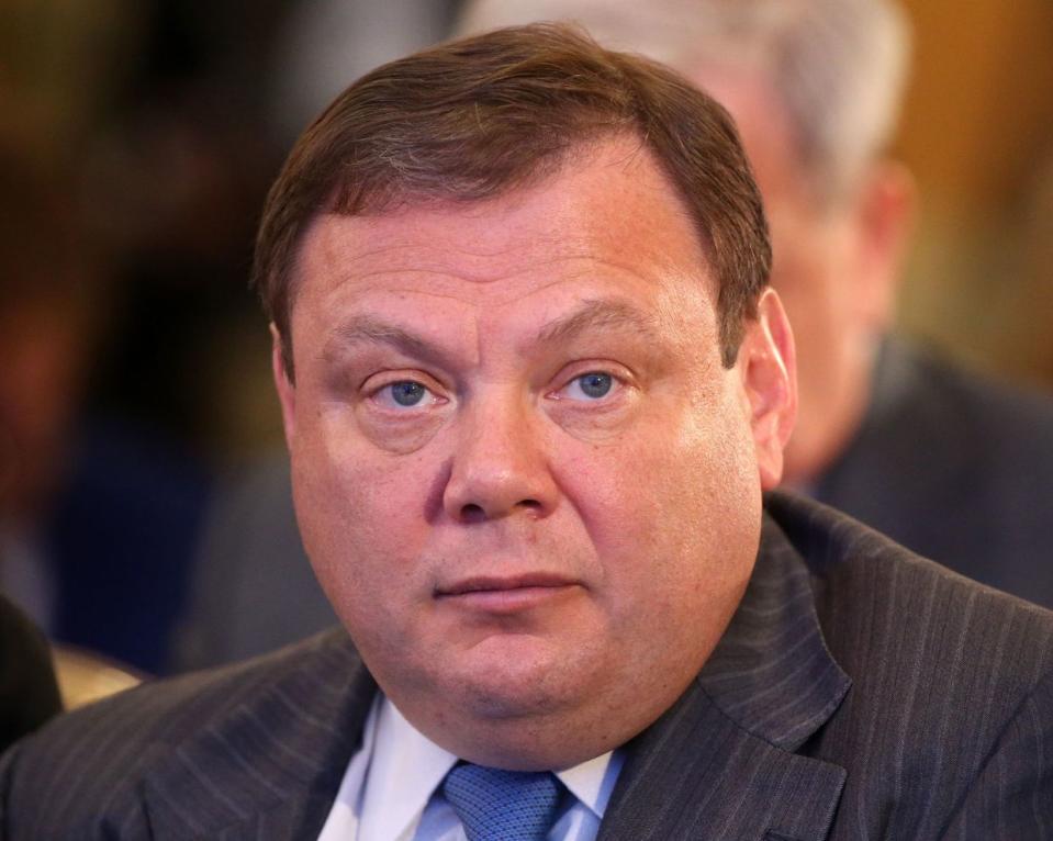 Mikhail Fridman attends the plenary session of the Congress of Russian Union of Industrialists and Entrepreneurs (RSPP) on the sidelines of Russian Business Week in Moscow in March 2017. (Photo by Mikhail Svetlov/Getty Images)