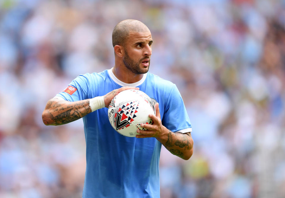 Manchester City equalled the transfer record for a defender when they signed Kyle Walker in July 2017 from fellow Premier League side Tottenham hotspur for £50m. The initial deal was £45 million but rose to £50 million with add ons. (Credit: Getty Images)