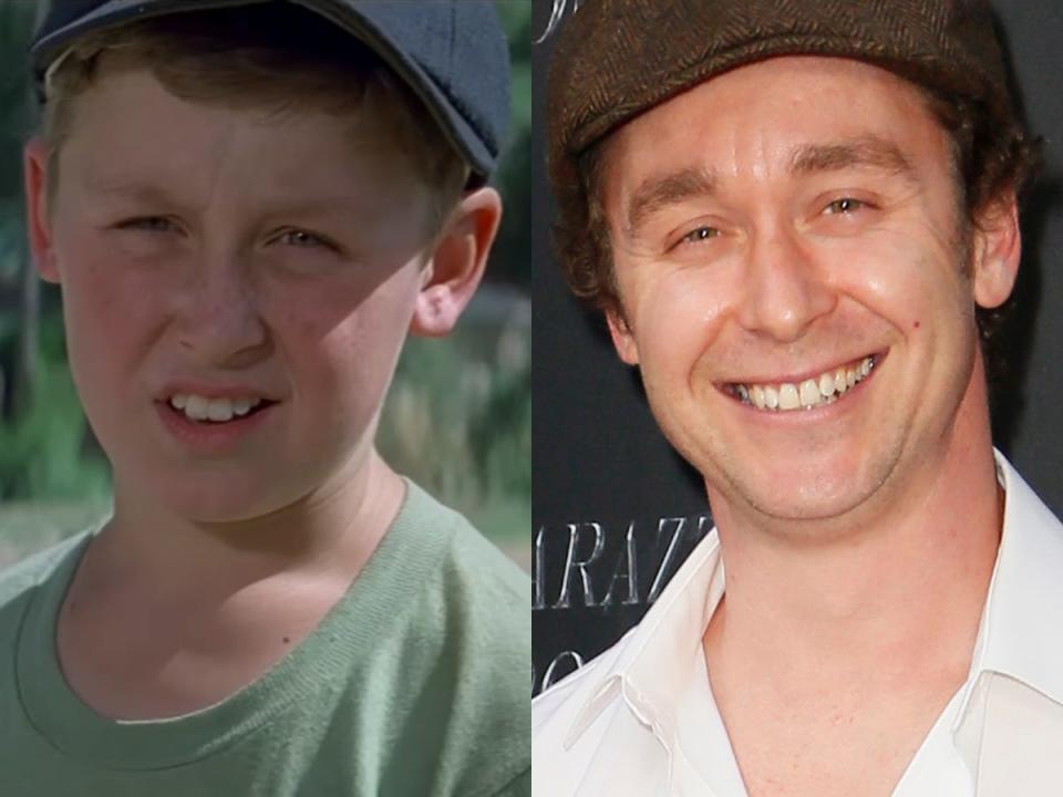 (left) victor dimattia in the sandlot (right) victor dimattia on the red carpet in 2020