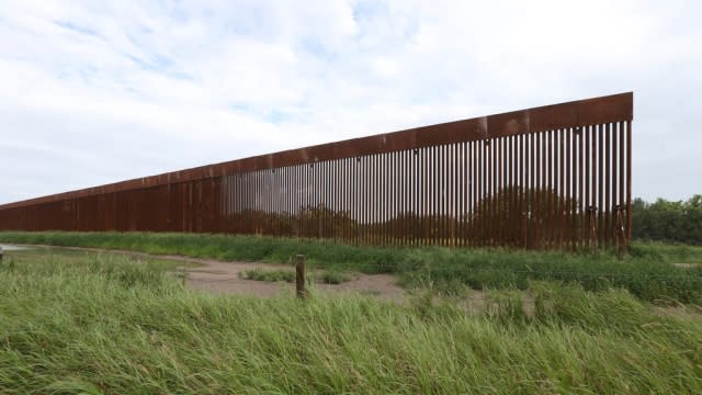 A border wall section stands near La Grulla, Texas.