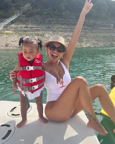 <p>Monaco Mai Jenkins/Instagram</p> Jeannie Mai Jenkins and Monaco on a boat for 4th of July party