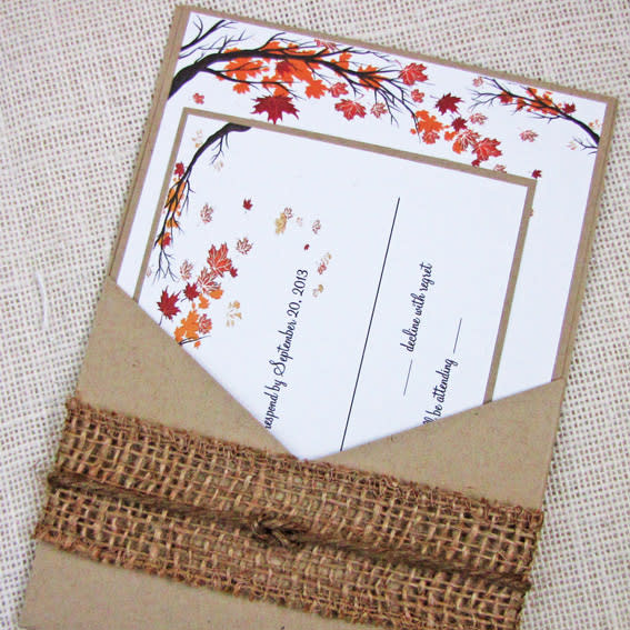 Handmade Fall Wedding Invitation