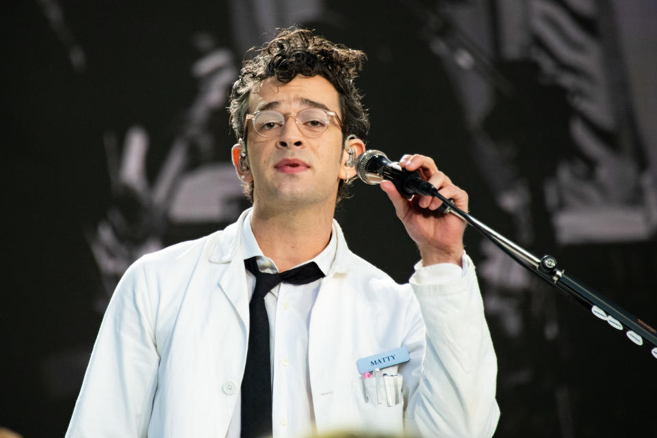 DUNDEE, SCOTLAND – MAY 27: Matty Healy of The 1975 performs at BBC Radio 1’s Big Weekend 2023 at Camperdown Wildlife Centre on May 27, 2023 in Dundee, Scotland. (Photo by Joseph Okpako/WireImage)<cite>Getty Images</cite>