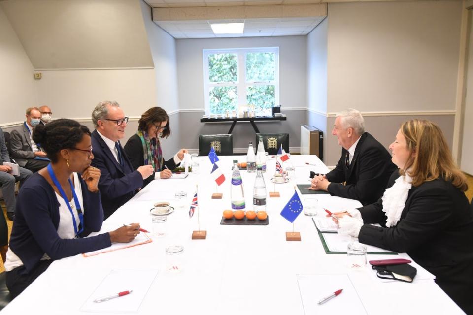 Sir Lindsay Hoyle holding a bilateral meeting at Astley Hall (UK Parliament/Jessica Taylor) (PA Media)