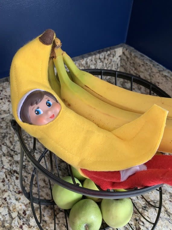 Elf on the Shelf Hiding in the Fruit Bowl