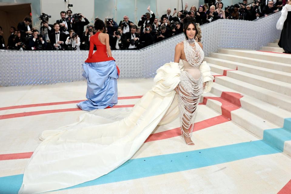 Kim Kardashian attends the 2023 Met Gala in Schiaparelli (Getty Images)