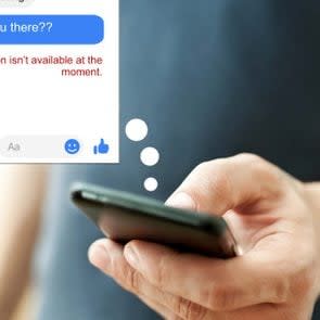 man using phone facebook blocked