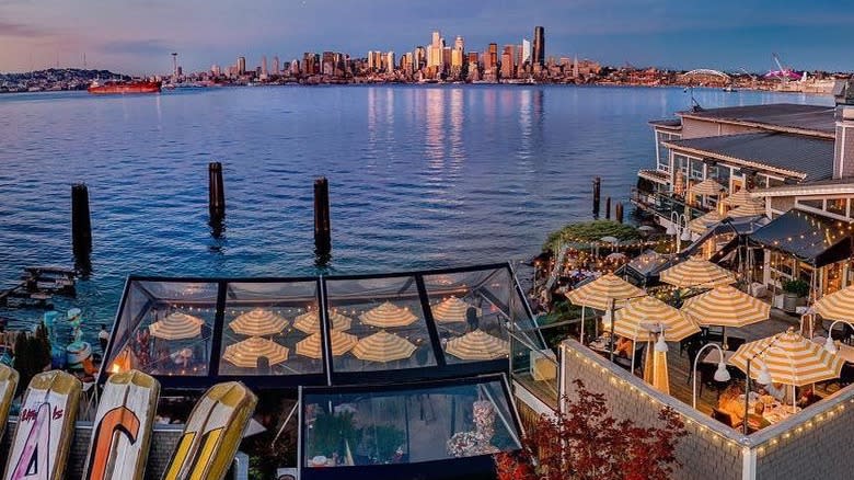 Waterfront dining and Seattle skyline