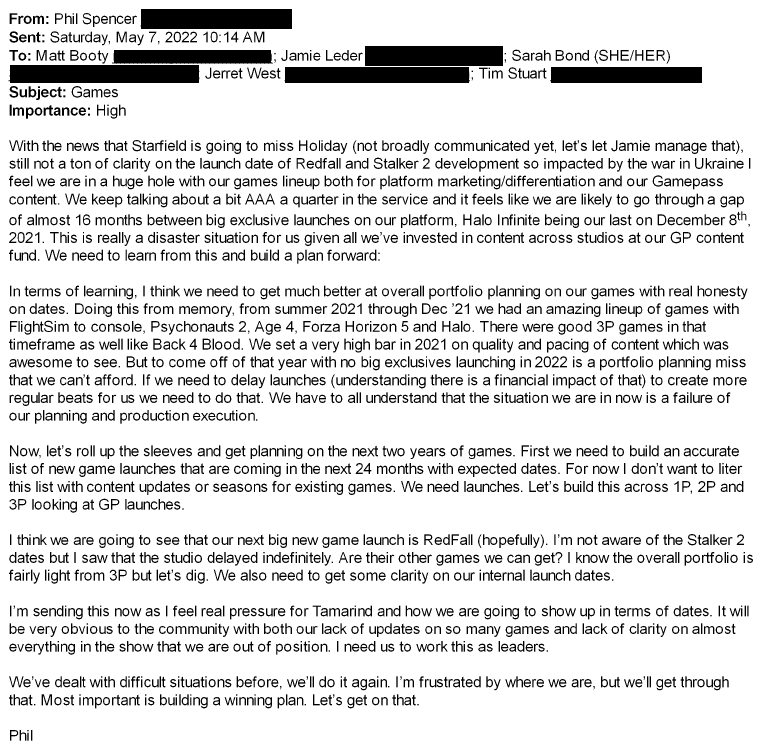El correo de Phil Spencer arroja luz sobre el ambiente que se vivió en Xbox durante 2022