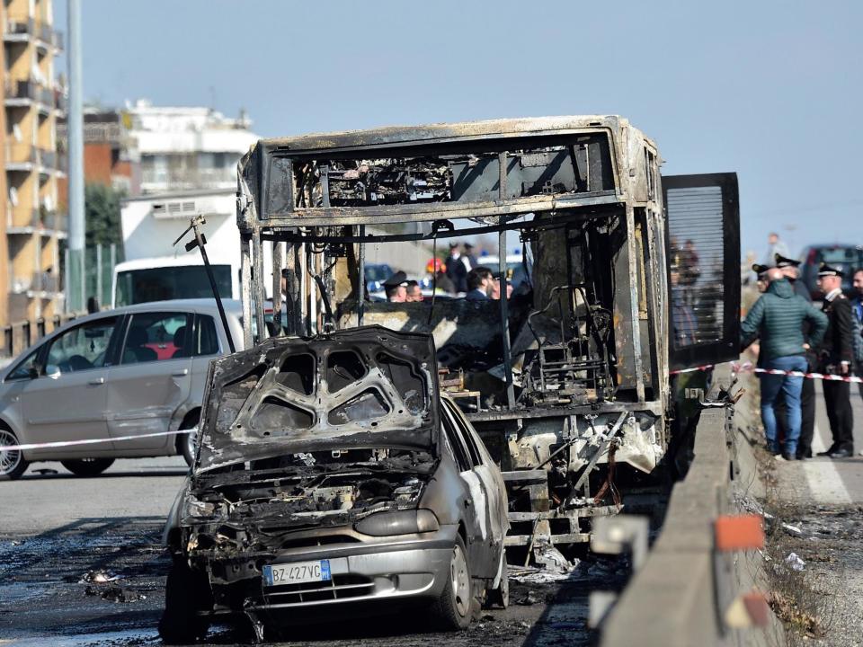 Italy bus fire: Driver abducts 51 children and sets vehicle alight in protest over refugee drownings