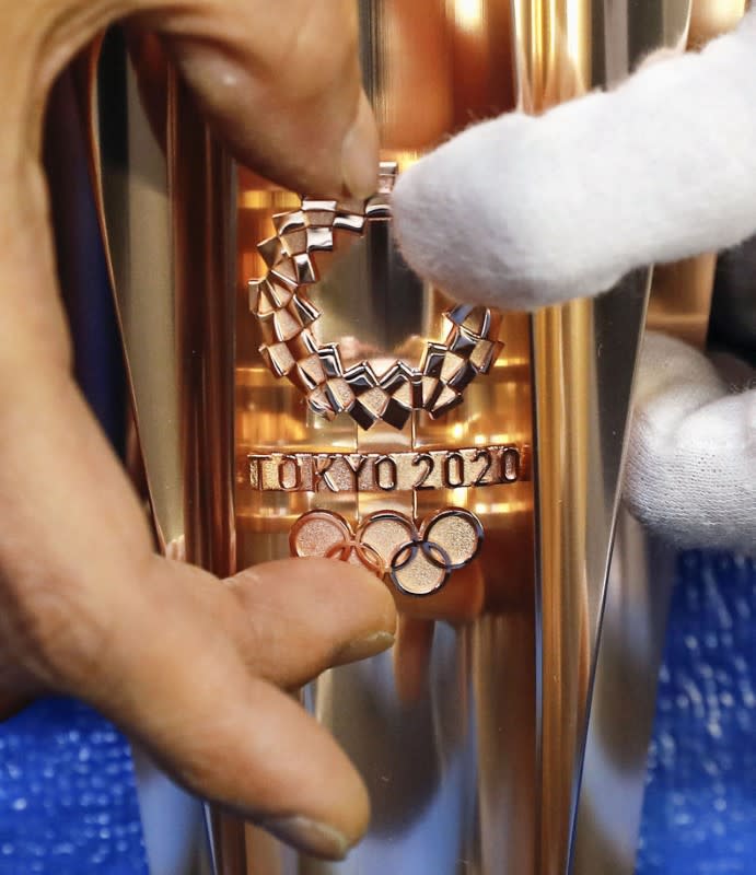 The torch for the 2020 Tokyo Olympics is manufactured at a factory in Tokyo