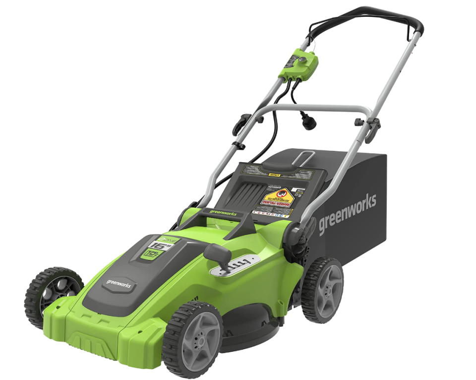 Greenworks 25142 10 Amp 16-Inch Corded Lawn Mower (photo via Amazon)