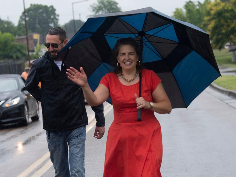 Knoxville Mayor Indya Kincannon walking in the MLK Memorial Parade and Juneteenth Celebration on Monday, June 19, 2023. 