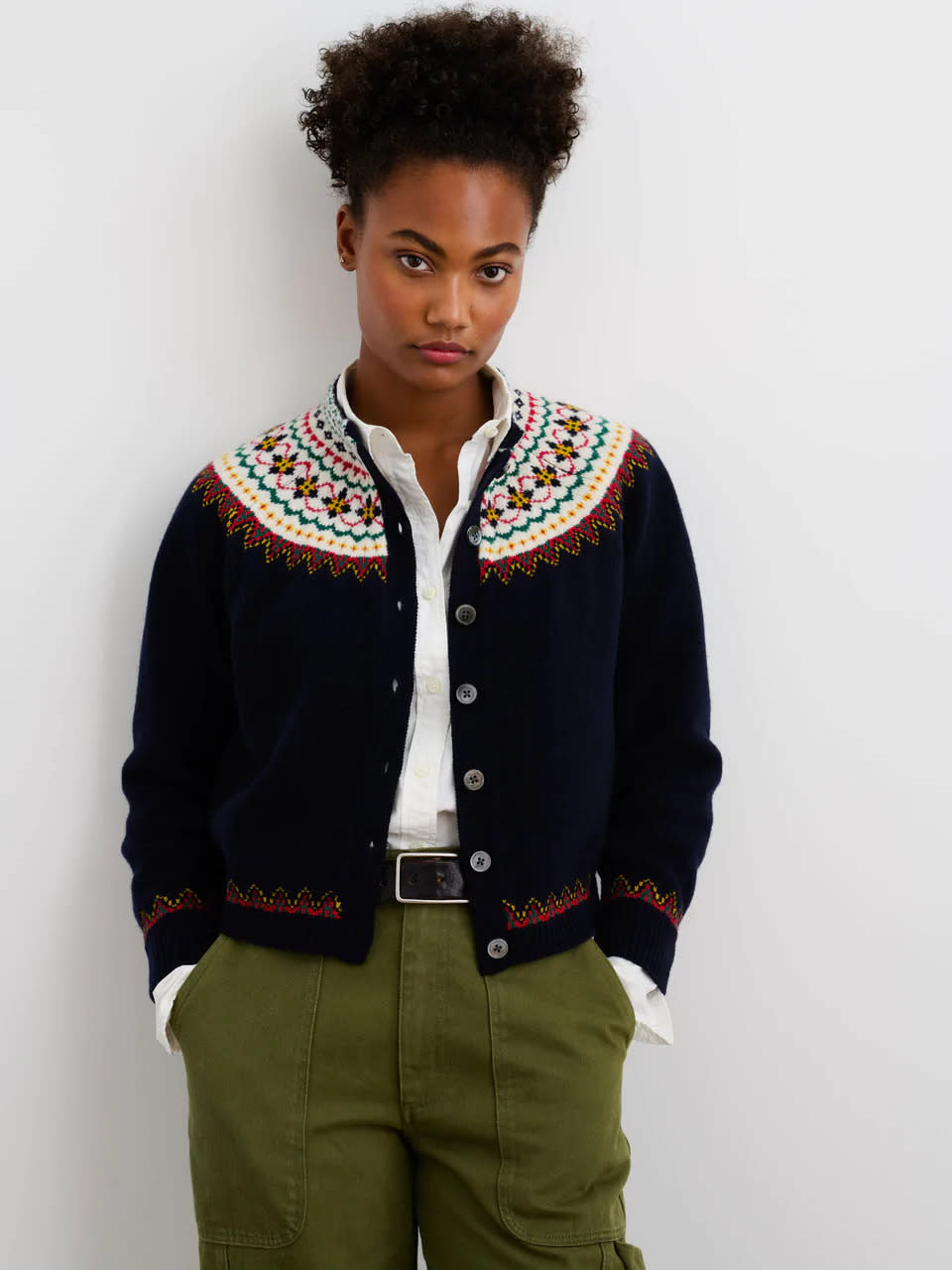 Alex Mill Hilde Fair Isle Cardigan. Image via Alex Mill.